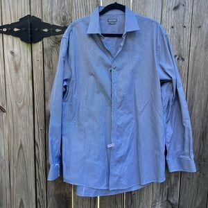 Kenneth Cole Reaction Small Blue pinstripe Slim Fit Shirt sz 17 34-35